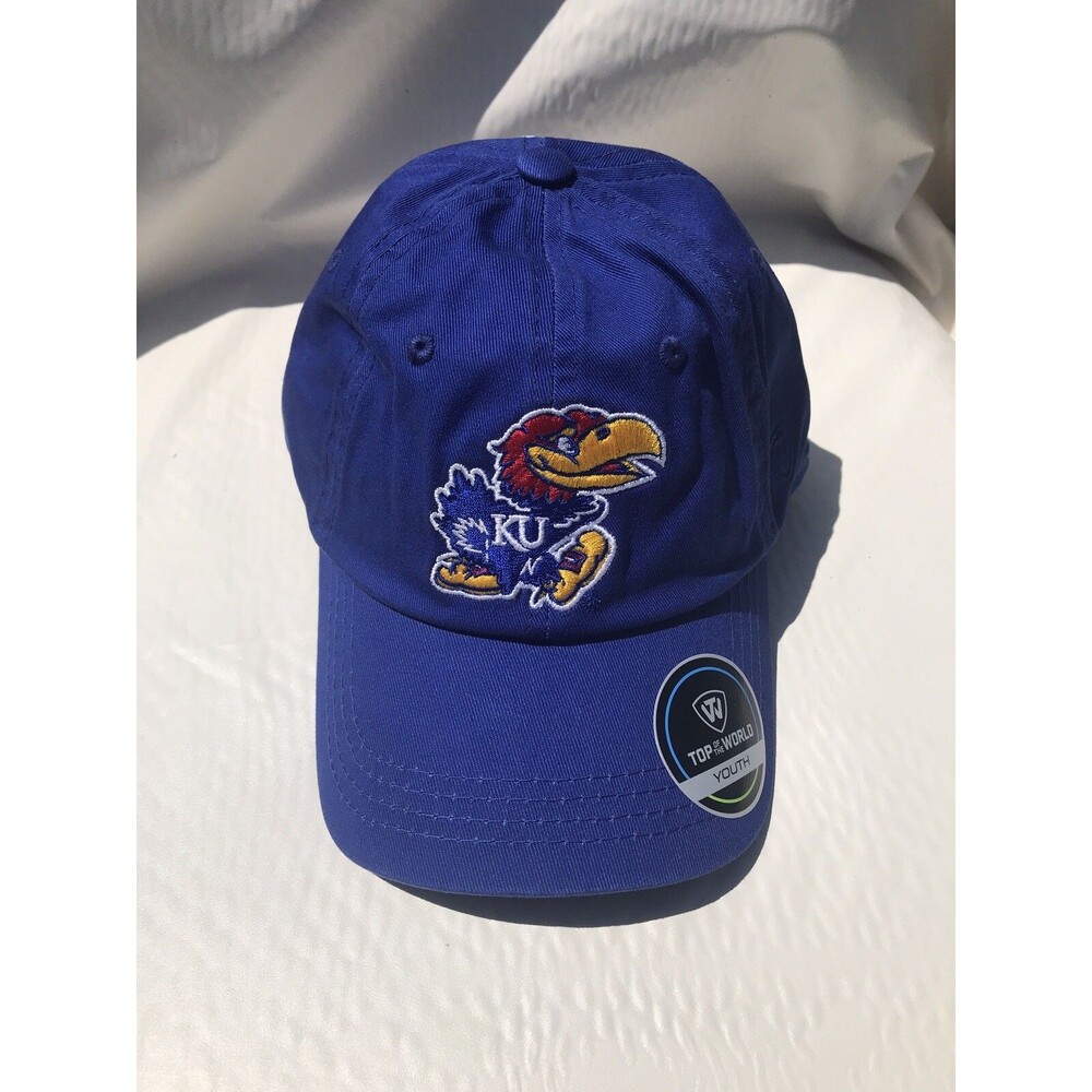 Kansas Jayhawks Hat Cap Stretch Youth Blue Red College Basketball